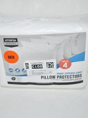 Utopia Bedding Waterproof Pillow Protectors, Queen, Set of 4, Zippered, NWT